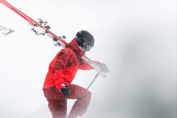 Skier with skis